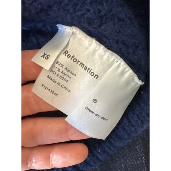 REFORMATION Alpaca Blend Mock Neck Navy Blue Sweater Size XS - Picture 6 of 9